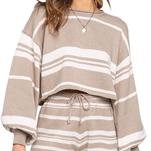 (1629) ZESICA Women's Casual Long Sleeve Solid Color Knit Pullover Sweatsuit NWT - Picture 2 of 9